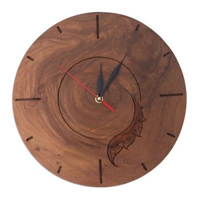 Alternate image for Handcrafted Balinese Wood Wall Clock from Indonesia Slowly but Surely
