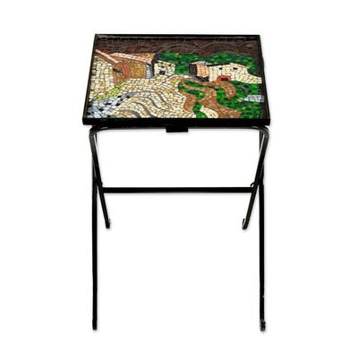 Alternate image for Stained glass folding table Miros Village