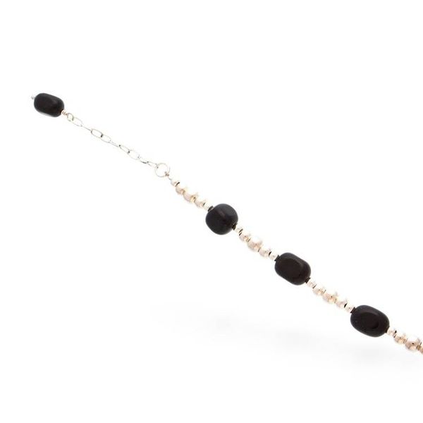Alternate image for Taxco Silver Beaded Station Bracelet with Black Onyx Stones Exquisite Black