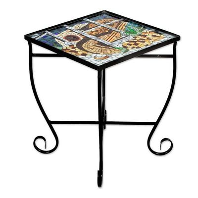 Alternate image for Stained glass folding table Mandolins and Pineapples