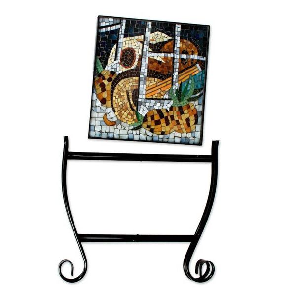 Alternate image for Stained glass folding table Mandolins and Pineapples