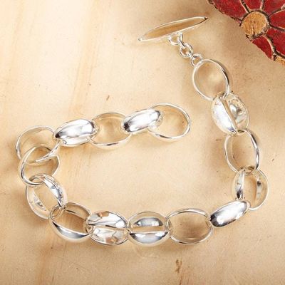 Primary image for Taxco Silver Jewelry Handcrafted Chain Bracelet Shine