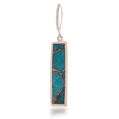 Alternate image for Reconstituted Turquoise Taxco Silver Bar Dangle Earrings Vibrant Bar