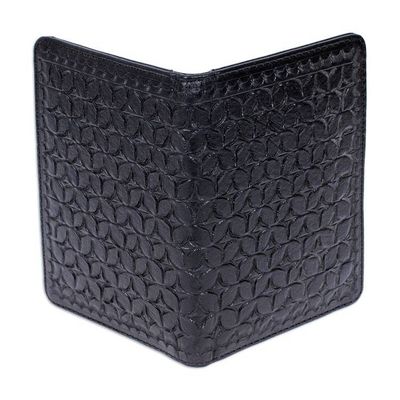 Alternate image for Patterned Black Leather Passport Holder Crafted in Mexico Onyx Traveler