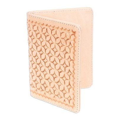 Alternate image for Patterned Beige Passport Holder Crafted in Mexico Serene Traveler