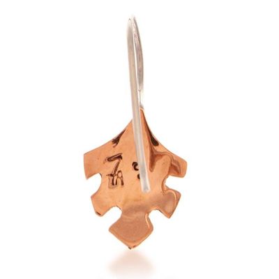 Alternate image for Modern Taxco Silver Copper Drop Earrings with Leaf Design Contemporary Leaf