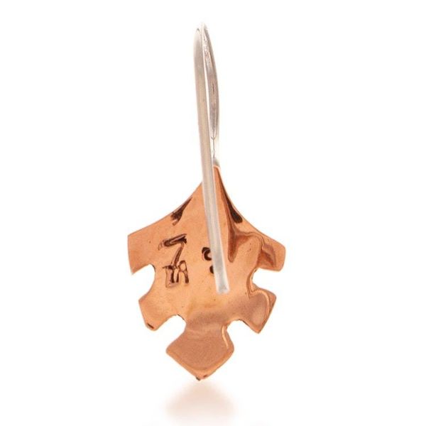 Alternate image for Modern Taxco Silver Copper Drop Earrings with Leaf Design Contemporary Leaf