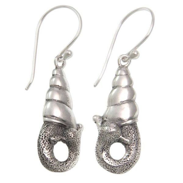 Alternate image for Indonesian Sterling Silver Dangle Earrings Balinese Snail