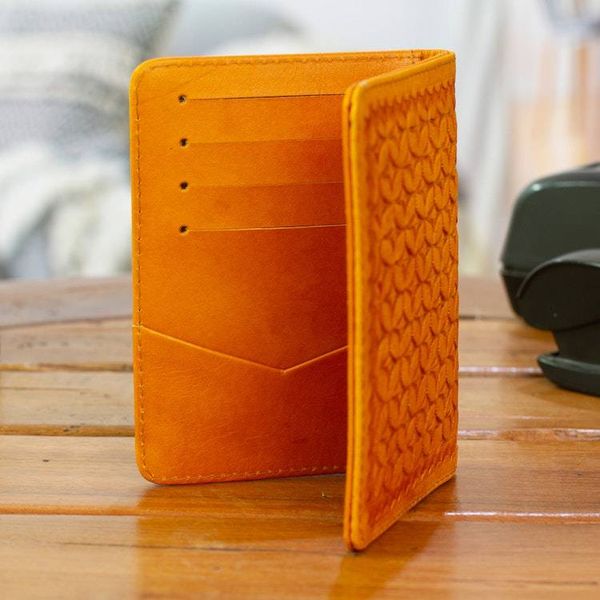 Alternate image for Patterned Saffron Passport Holder Crafted in Mexico Saffron Traveler