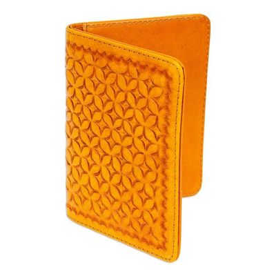 Alternate image for Patterned Saffron Passport Holder Crafted in Mexico Saffron Traveler
