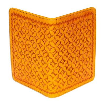 Alternate image for Patterned Saffron Passport Holder Crafted in Mexico Saffron Traveler