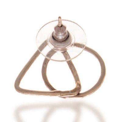 Alternate image for Taxco Silver Button Earrings with Triangle and Circle Theme Dual Geometry