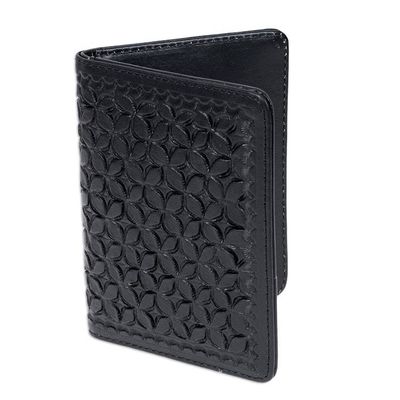 Alternate image for Patterned Blue Passport Holder Crafted in Mexico Midnight Traveler