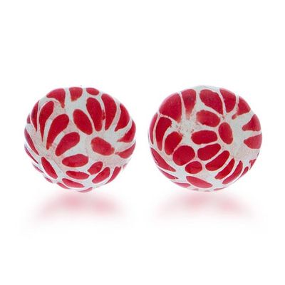 Alternate image for Talavera Style Ceramic Earrings with Floral Feather Motif Red Feather Spark