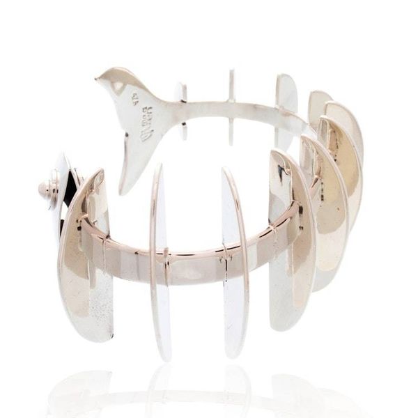 Alternate image for Handmade Modern Taxco Silver Cuff Bracelet Skeleton Fish