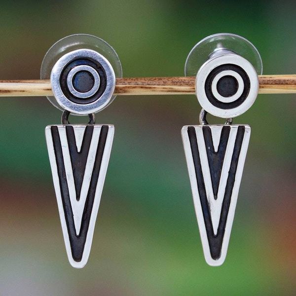 Alternate image for Taxco Sterling Silver Dangle Earrings Arrowheads