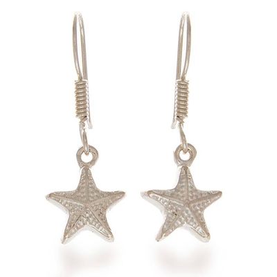 Alternate image for Polished and Matte Sterling Silver Starfish Dangle Earrings New Stardom