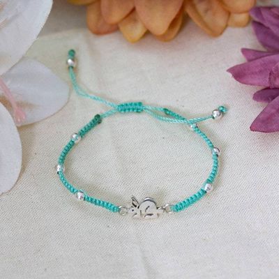 Primary image for Rabbit-Themed Taxco Silver Macrame Station Pendant Bracelet Enchanting Rabbit