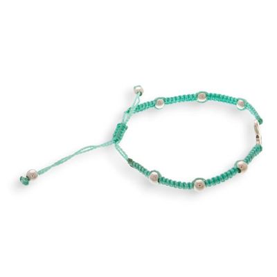 Alternate image for Rabbit-Themed Taxco Silver Macrame Station Pendant Bracelet Enchanting Rabbit