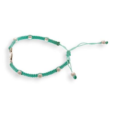 Alternate image for Rabbit-Themed Taxco Silver Macrame Station Pendant Bracelet Enchanting Rabbit