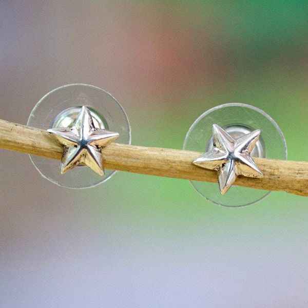 Alternate image for High-Polished Star-Shaped Sterling Silver Stud Earrings Immortal Icon