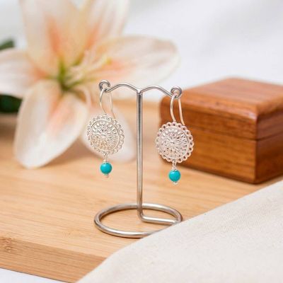Primary image for Spring-Themed Sterling Silver and Recon Turquoise Earrings Blooms of Paradise
