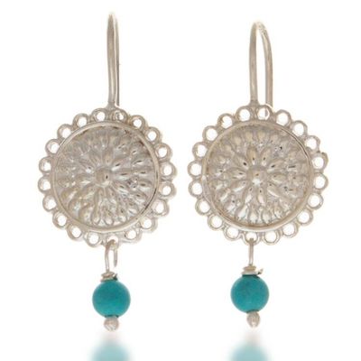 Alternate image for Spring-Themed Sterling Silver and Recon Turquoise Earrings Blooms of Paradise