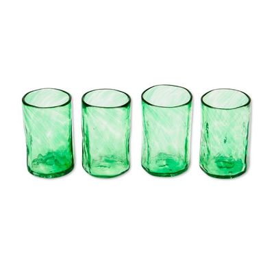 Alternate image for Set of 4 Clear Green Blown Glass Shot Glasses Jade Mist