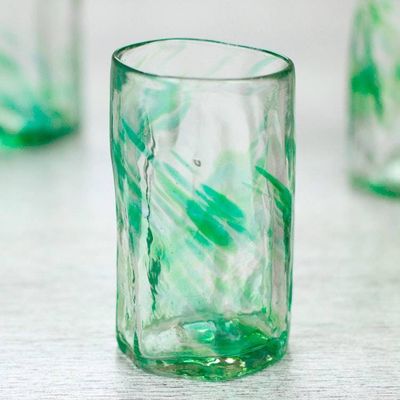 Alternate image for Set of 4 Clear Green Blown Glass Shot Glasses Jade Mist