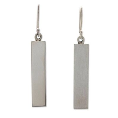 Alternate image for Matte-Finished Minimalist Sterling Silver Dangle Earrings Minimalist Monuments