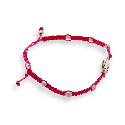 Alternate image for Taxco Silver Macrame Station Pendant Bracelet with Cat Motif Enchanting Feline