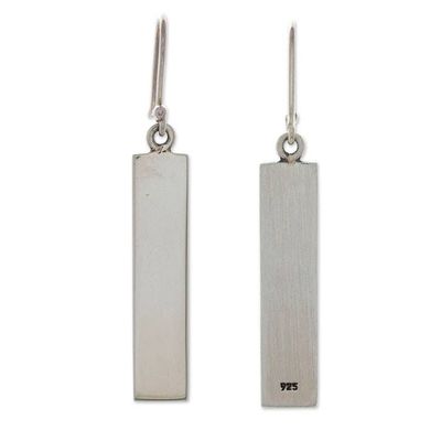 Alternate image for Matte-Finished Minimalist Sterling Silver Dangle Earrings Minimalist Monuments