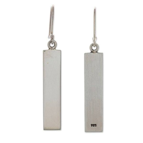 Alternate image for Matte-Finished Minimalist Sterling Silver Dangle Earrings Minimalist Monuments