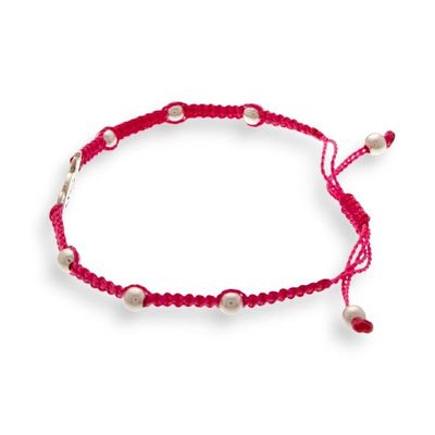 Alternate image for Taxco Silver Macrame Station Pendant Bracelet with Cat Motif Enchanting Feline