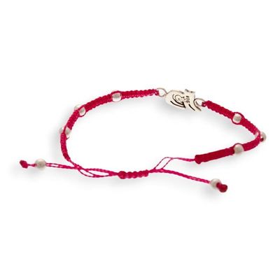 Alternate image for Taxco Silver Macrame Station Pendant Bracelet with Cat Motif Enchanting Feline