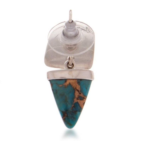 Alternate image for Reconstituted Turquoise Taxco Silver Arrowhead Earrings Modern Arrowhead