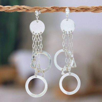 Alternate image for Geometric Sterling Silver Statement Waterfall Earrings Fine Waterfalls