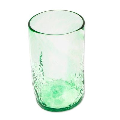 Alternate image for Set of 4 Artisan Crafted Blown Glass Green Tumblers Green Mist