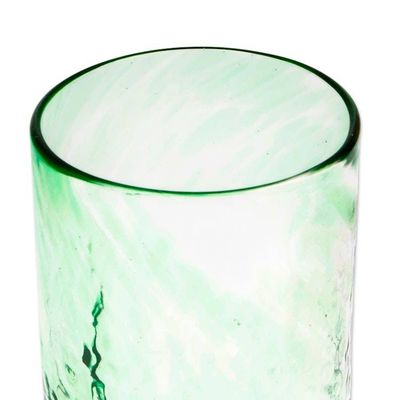 Alternate image for Set of 4 Artisan Crafted Blown Glass Green Tumblers Green Mist