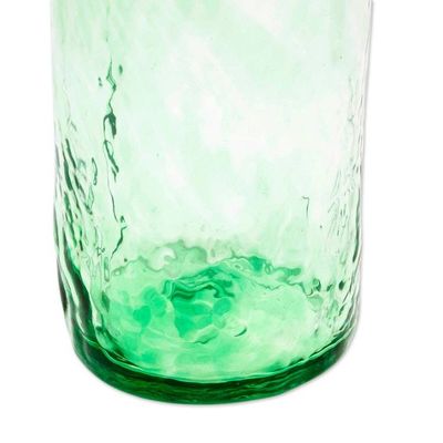 Alternate image for Set of 4 Artisan Crafted Blown Glass Green Tumblers Green Mist