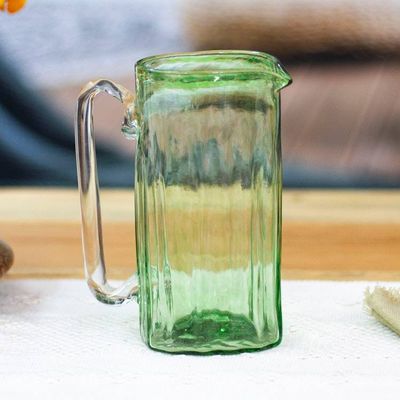 Primary image for Green Blown Glass Pitcher 21 oz Artisan Crafted Serveware Green Mist