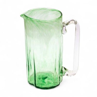 Alternate image for Green Blown Glass Pitcher 21 oz Artisan Crafted Serveware Green Mist