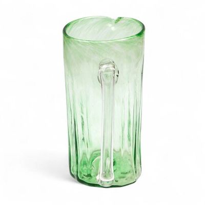 Alternate image for Green Blown Glass Pitcher 21 oz Artisan Crafted Serveware Green Mist