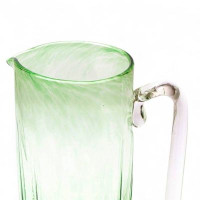 Alternate image for Green Blown Glass Pitcher 21 oz Artisan Crafted Serveware Green Mist