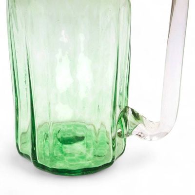 Alternate image for Green Blown Glass Pitcher 21 oz Artisan Crafted Serveware Green Mist
