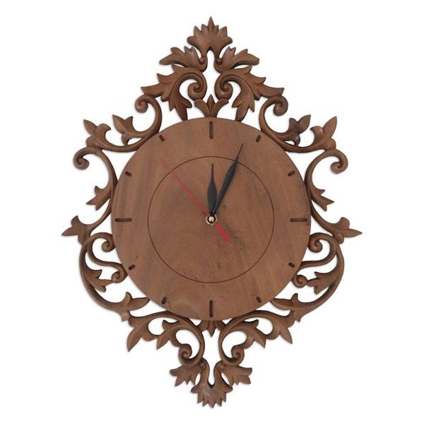 Alternate image for Hand-Carved Suar Wood Wall Clock from Bali Graceful Vine