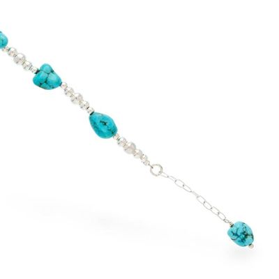 Alternate image for Taxco Silver Natural Turquoise Beaded Station Bracelet Exquisite Aqua