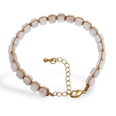 Alternate image for Gold-Accented Link Bracelet with Knotted Rose Quartz Stones Strawberry Gin