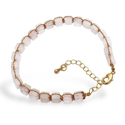Alternate image for Gold-Accented Link Bracelet with Knotted Rose Quartz Stones Strawberry Gin