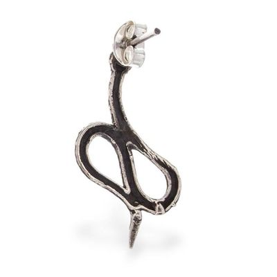 Alternate image for Snake-Themed Taxco Silver Drop Earrings with Textured Finish Enigmatic Snake